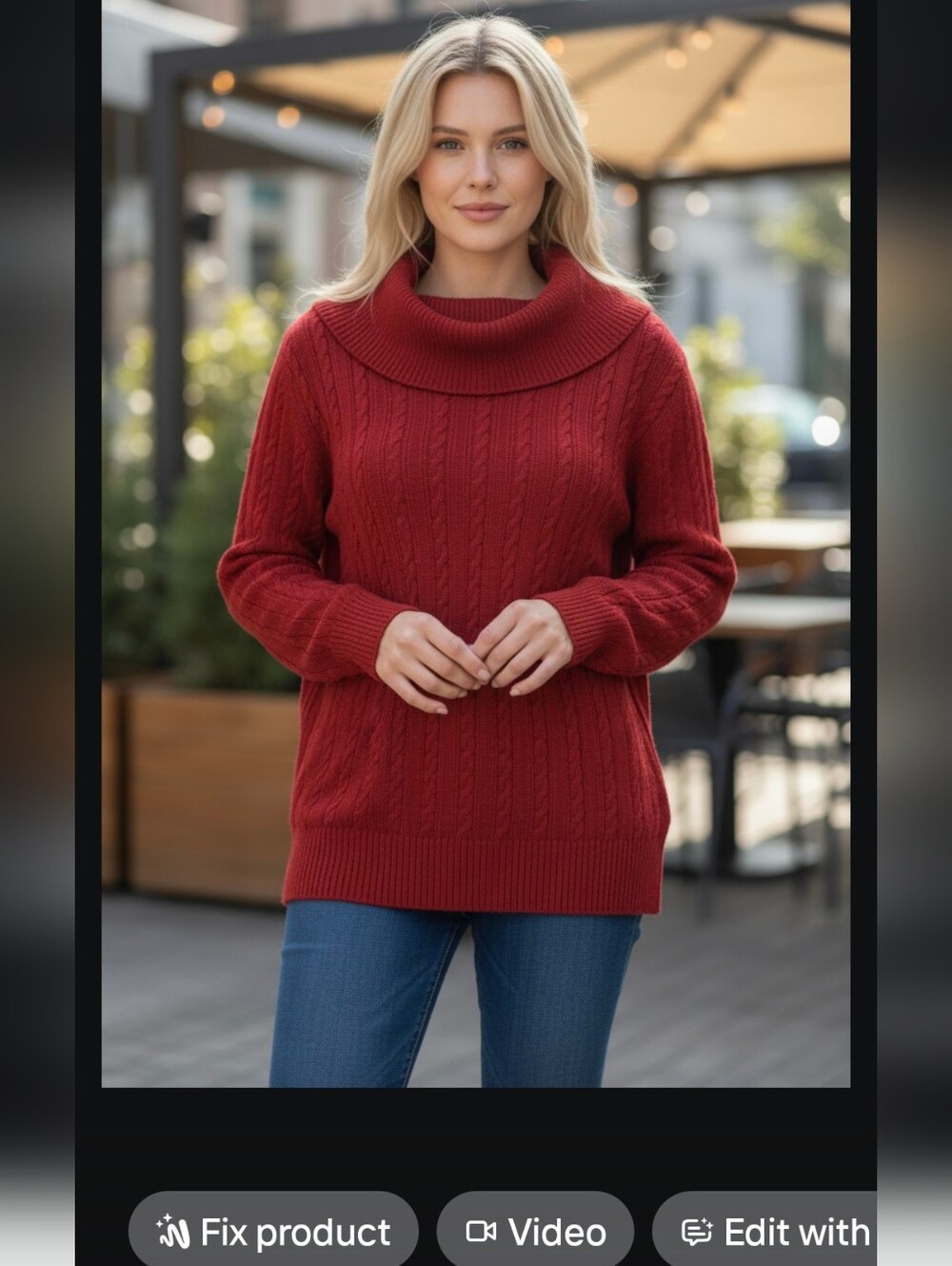 Eddie Bauer cable knit cowl neck sweater.